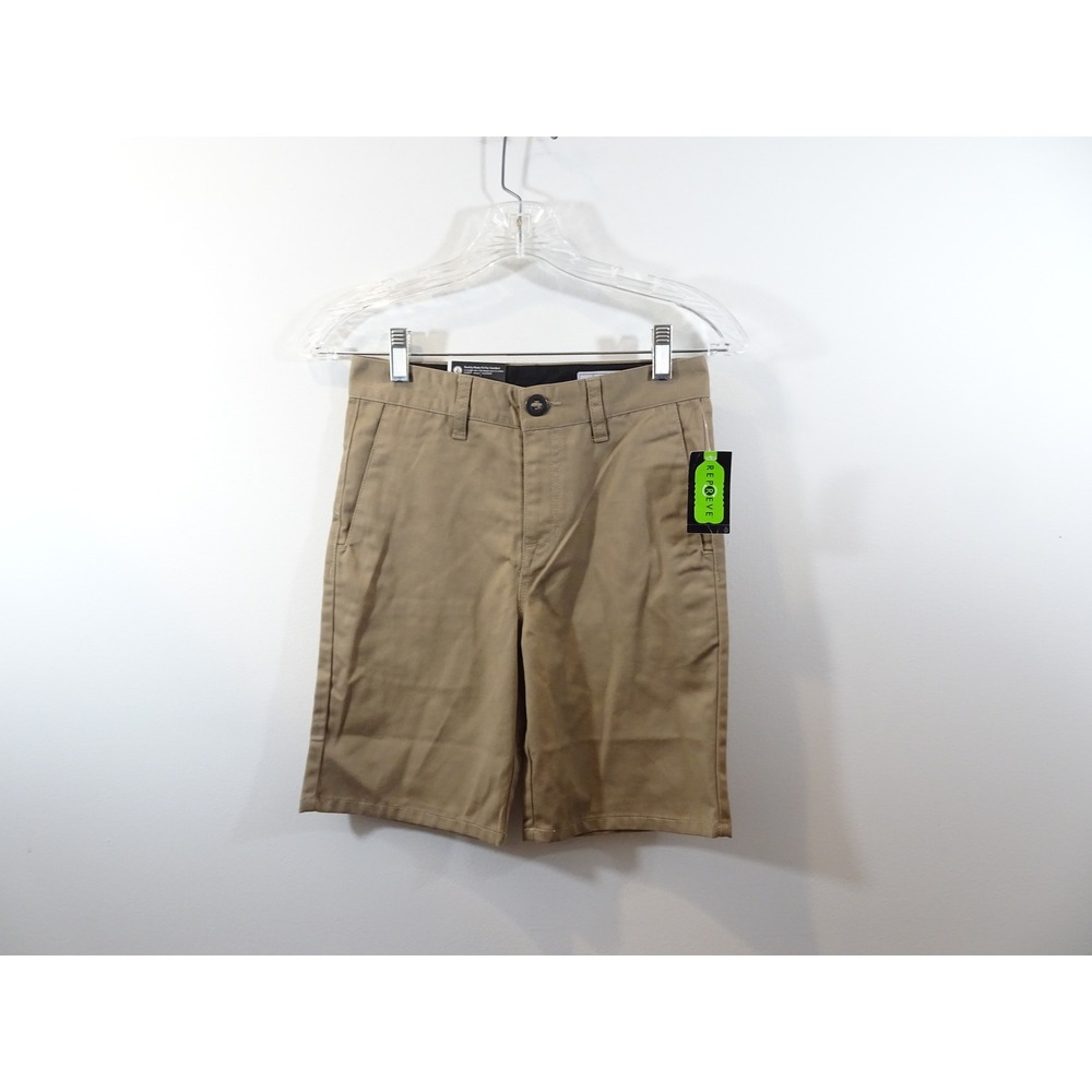 Volcom Boys Frickin Chino Shorts Khaki Tan Modern Straight Youth Size 26